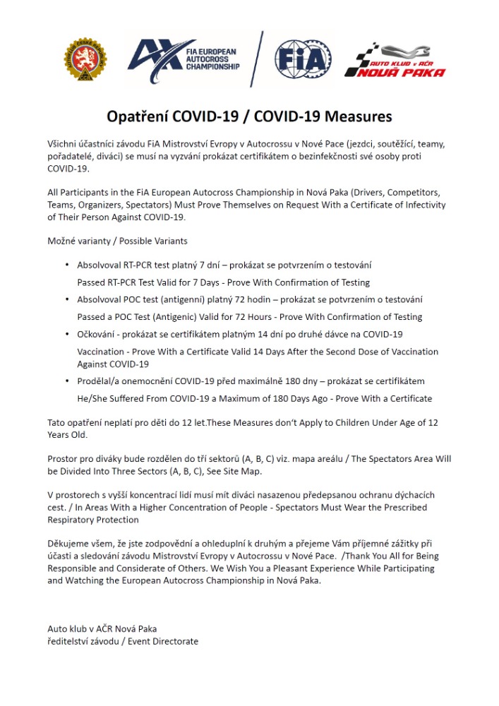 Opatření COVID-19 / COVID-19 Measures